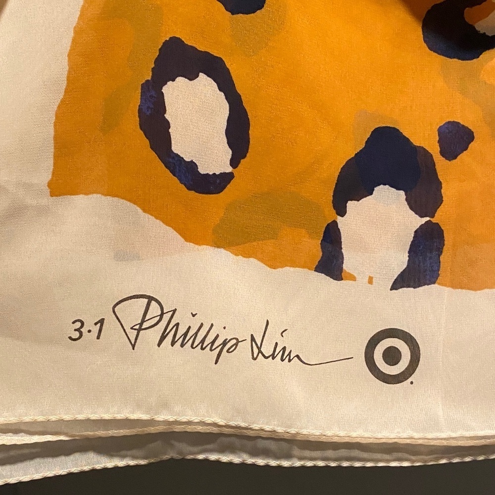 Phillip Lim Target Scarf Orange Animal Print Square Scarf Designer Collab - Picture 2 of 4